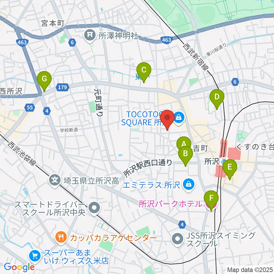 ユニスタイル所沢 ヤマハミュージック周辺のホテル一覧地図