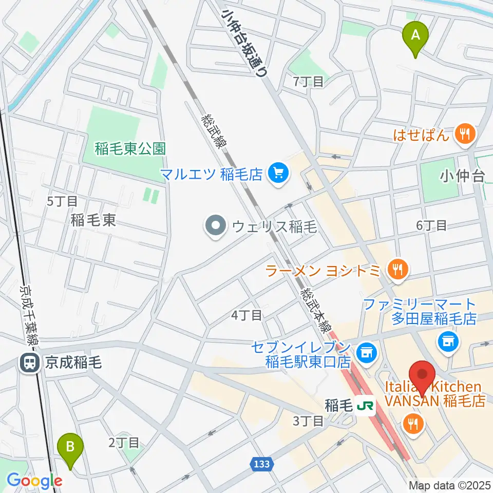 ミュージックアベニュー稲毛 ヤマハミュージック周辺のホテル一覧地図