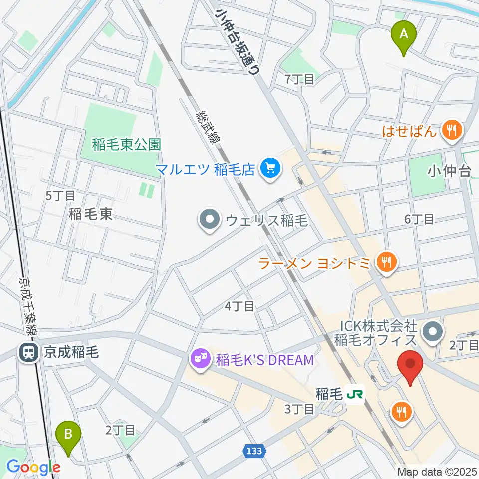 ミュージックアベニュー稲毛 ヤマハミュージック周辺のホテル一覧地図
