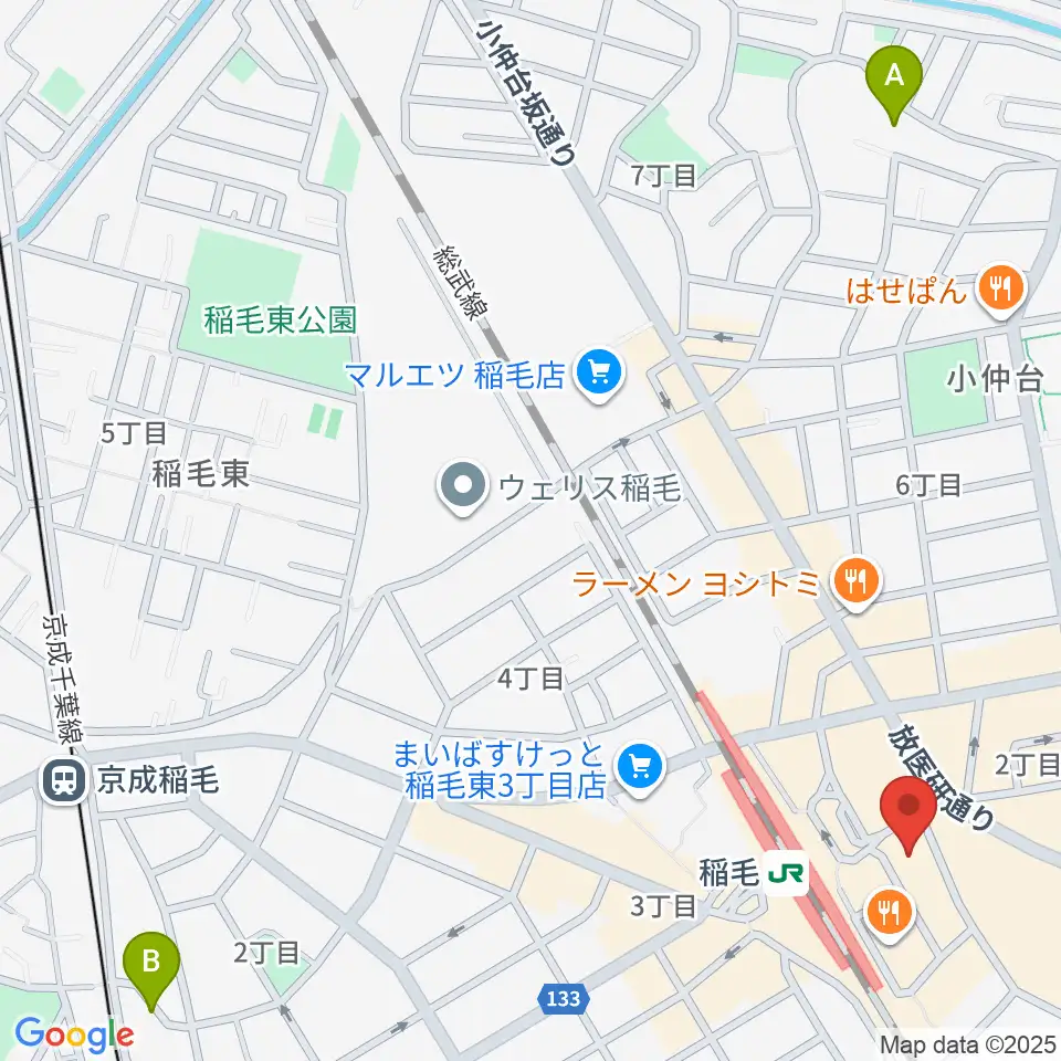 ミュージックアベニュー稲毛 ヤマハミュージック周辺のホテル一覧地図