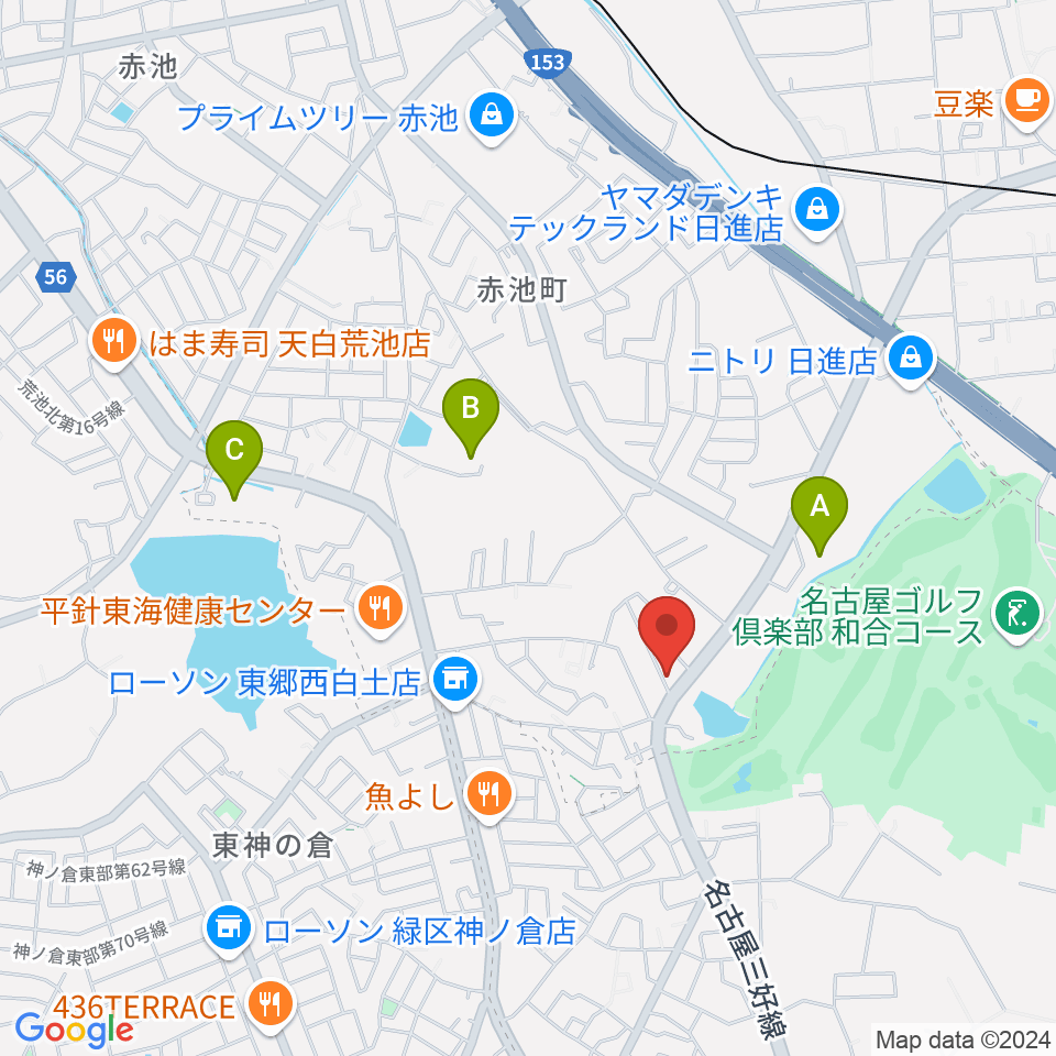 ポワンポワンスタジオ日進校周辺のホテル一覧地図