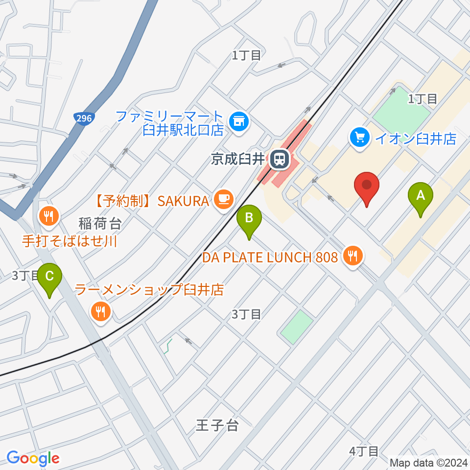 伊藤楽器 臼井センター周辺のホテル一覧地図