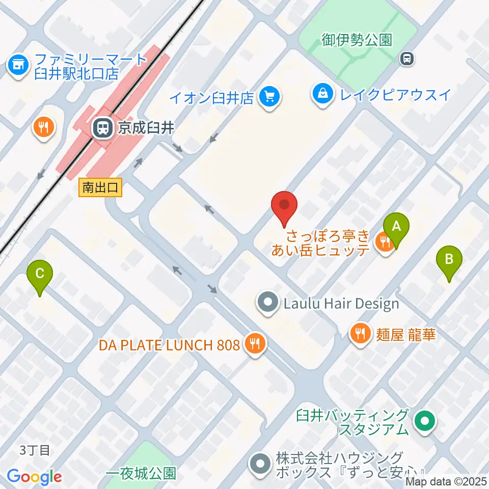 伊藤楽器 臼井センター周辺のホテル一覧地図