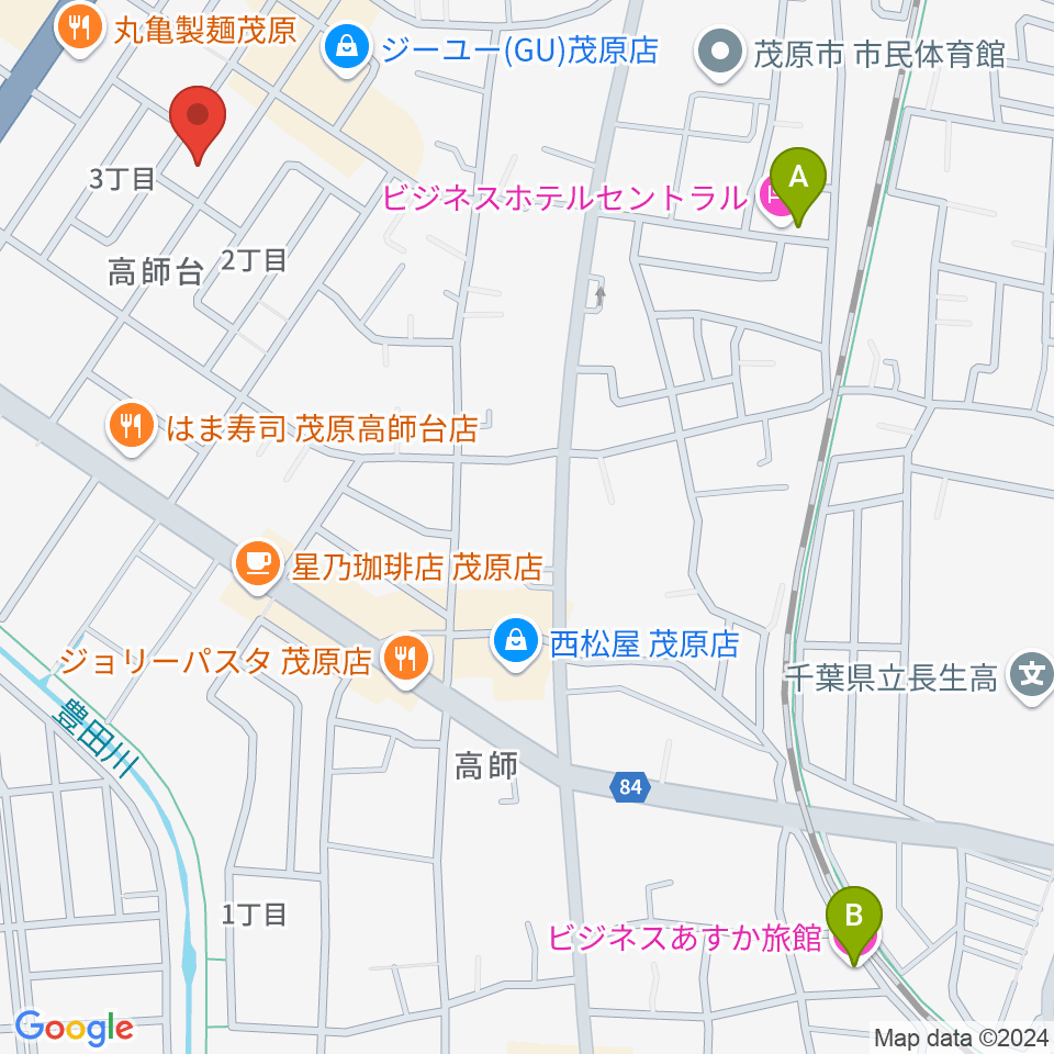 ユニスタイル茂原 ヤマハミュージック周辺のホテル一覧地図