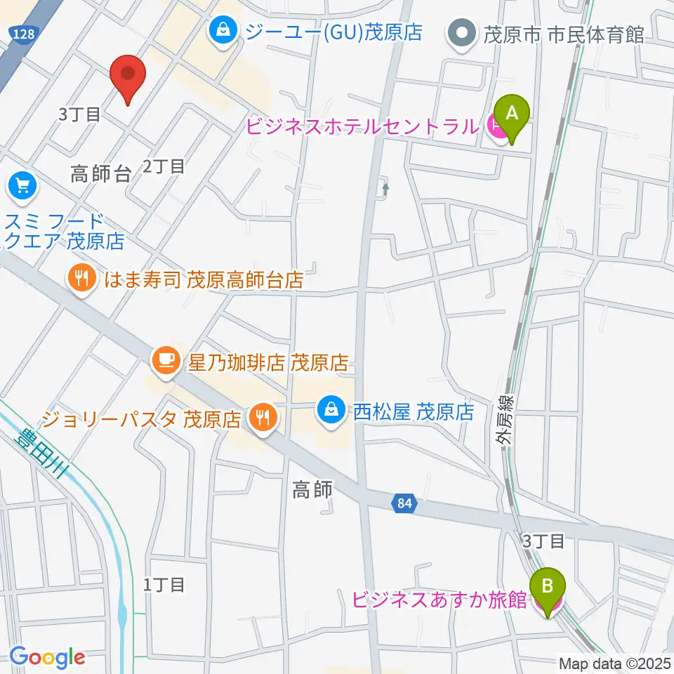 ユニスタイル茂原 ヤマハミュージック周辺のホテル一覧地図