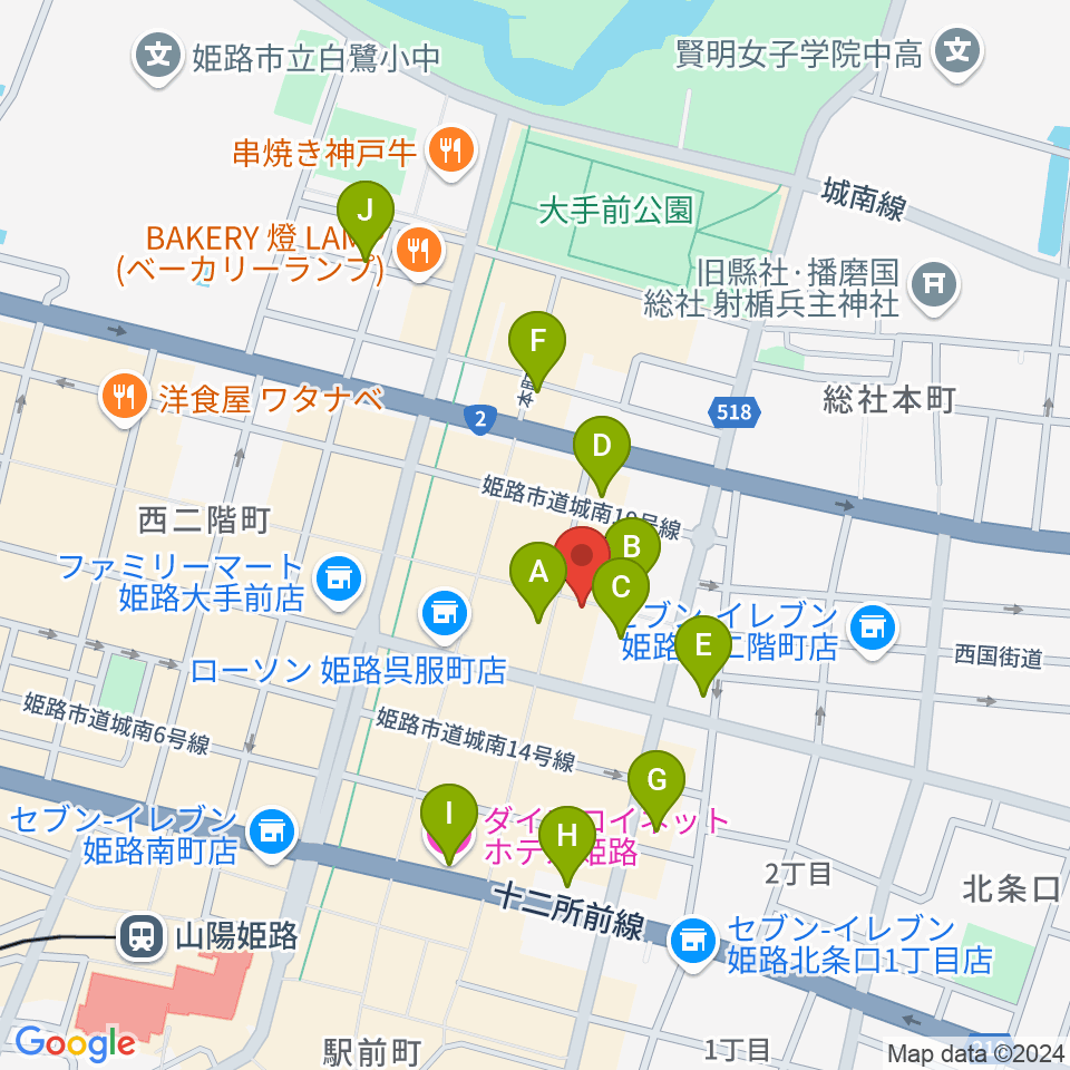 文化堂 姫路本店周辺のホテル一覧地図