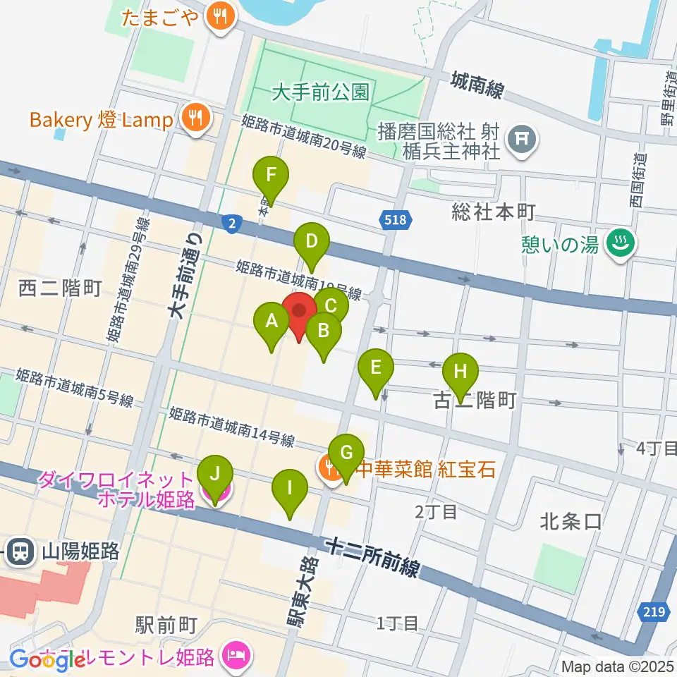 文化堂 姫路本店周辺のホテル一覧地図