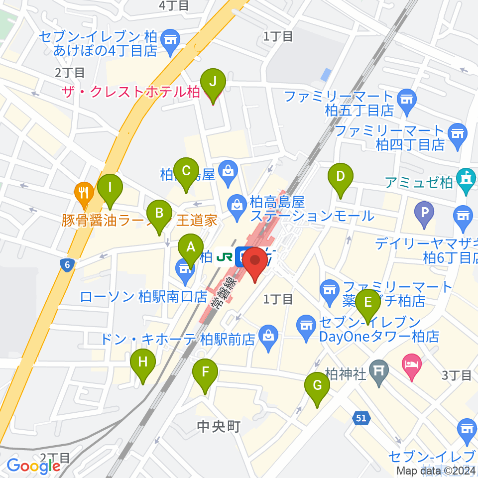 ヤマノミュージックセンター柏駅前周辺のホテル一覧地図