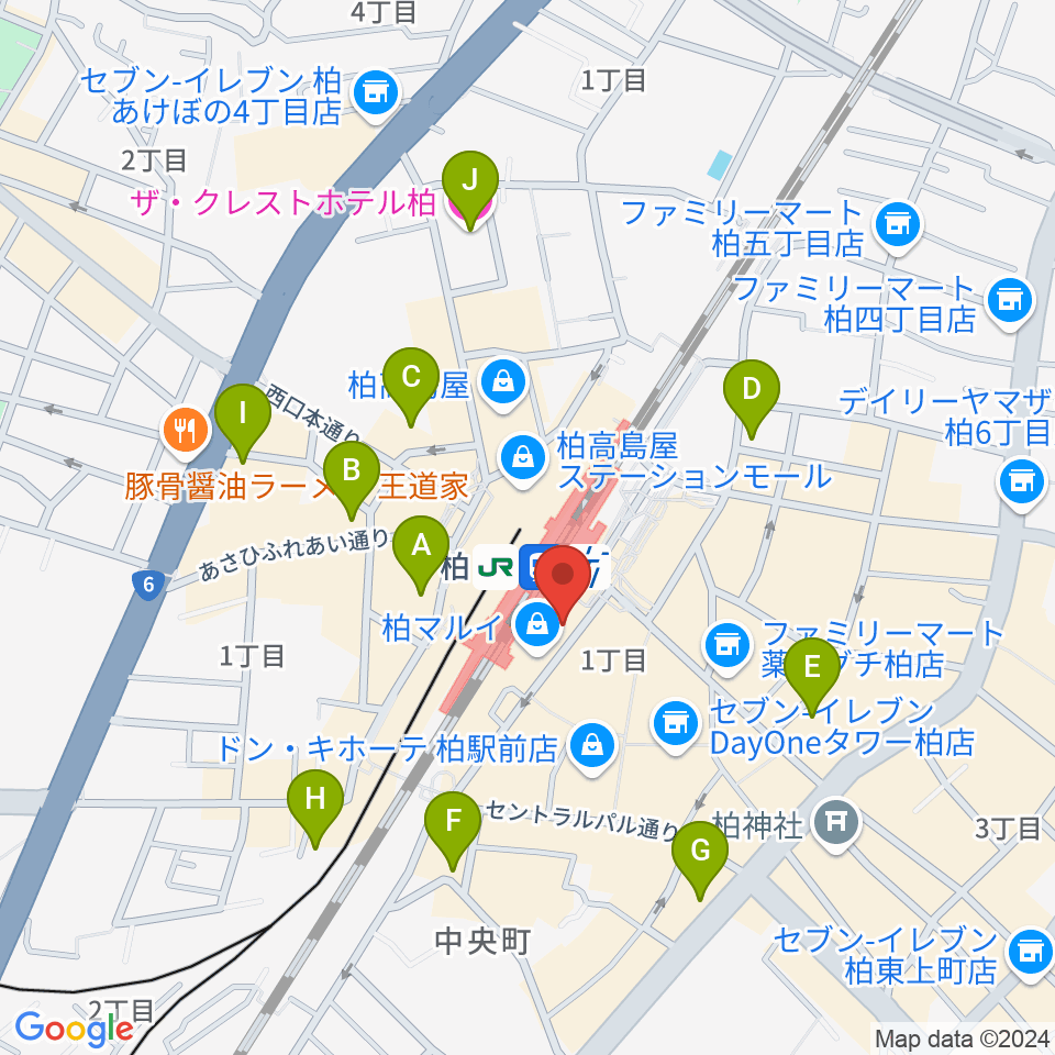 ヤマノミュージックセンター柏駅前周辺のホテル一覧地図