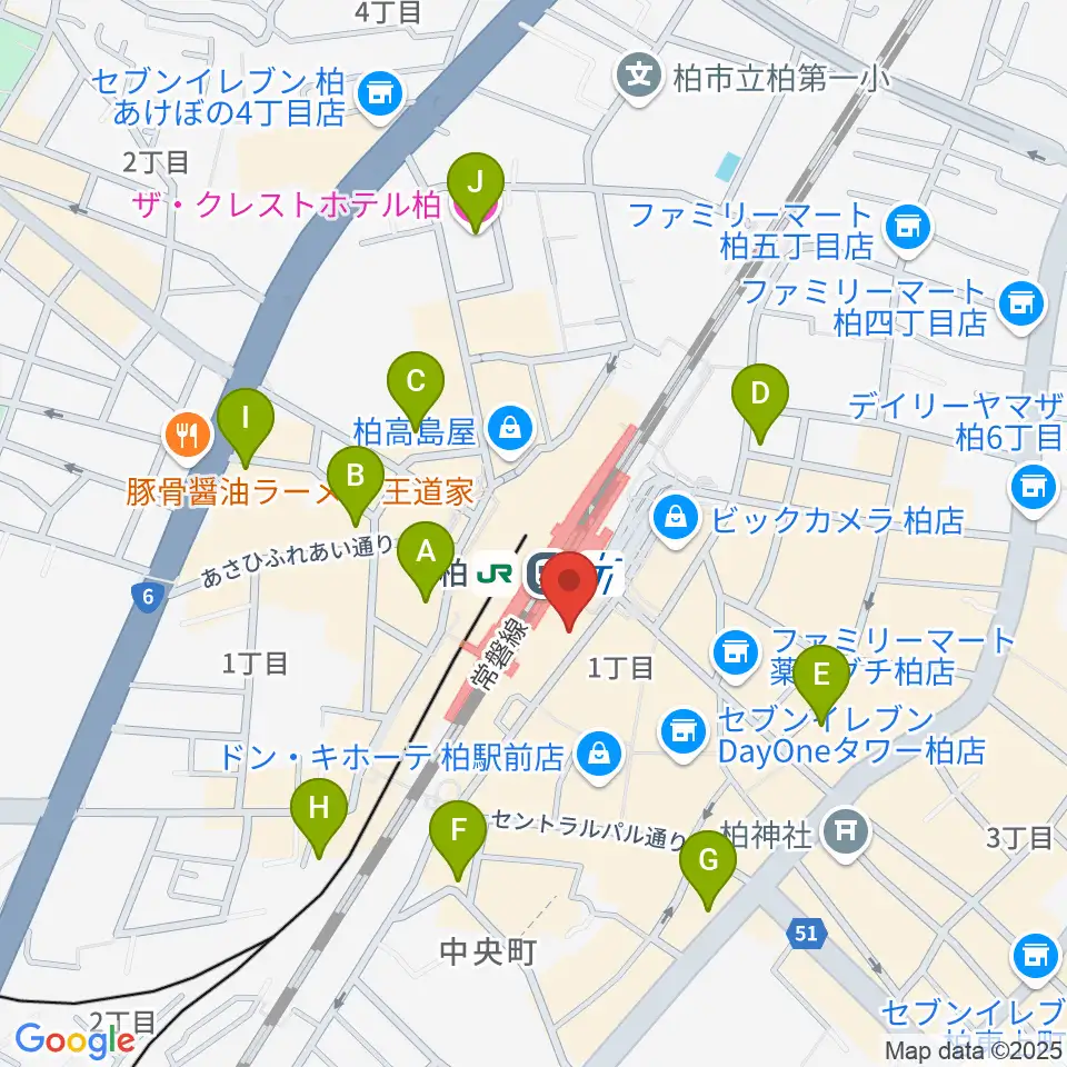 ヤマノミュージックセンター柏駅前周辺のホテル一覧地図