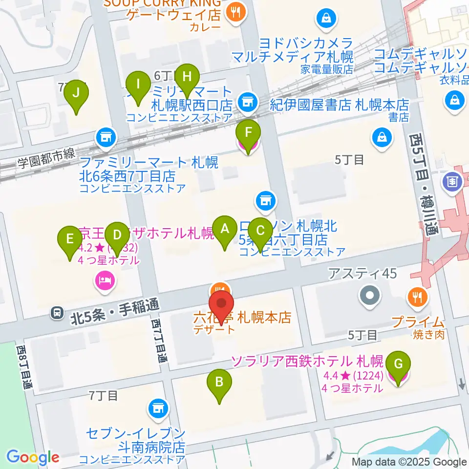 ヤマハミュージック 札幌店周辺のホテル一覧地図