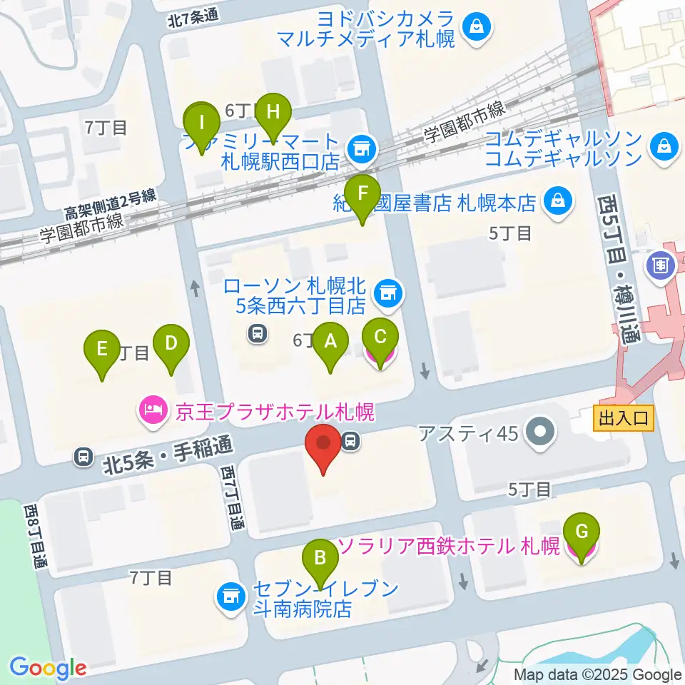 ヤマハミュージック 札幌店周辺のホテル一覧地図