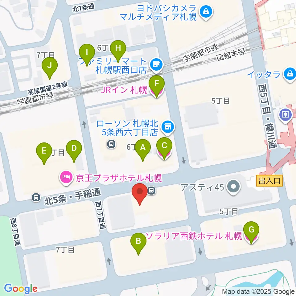 ヤマハミュージック 札幌店周辺のホテル一覧地図