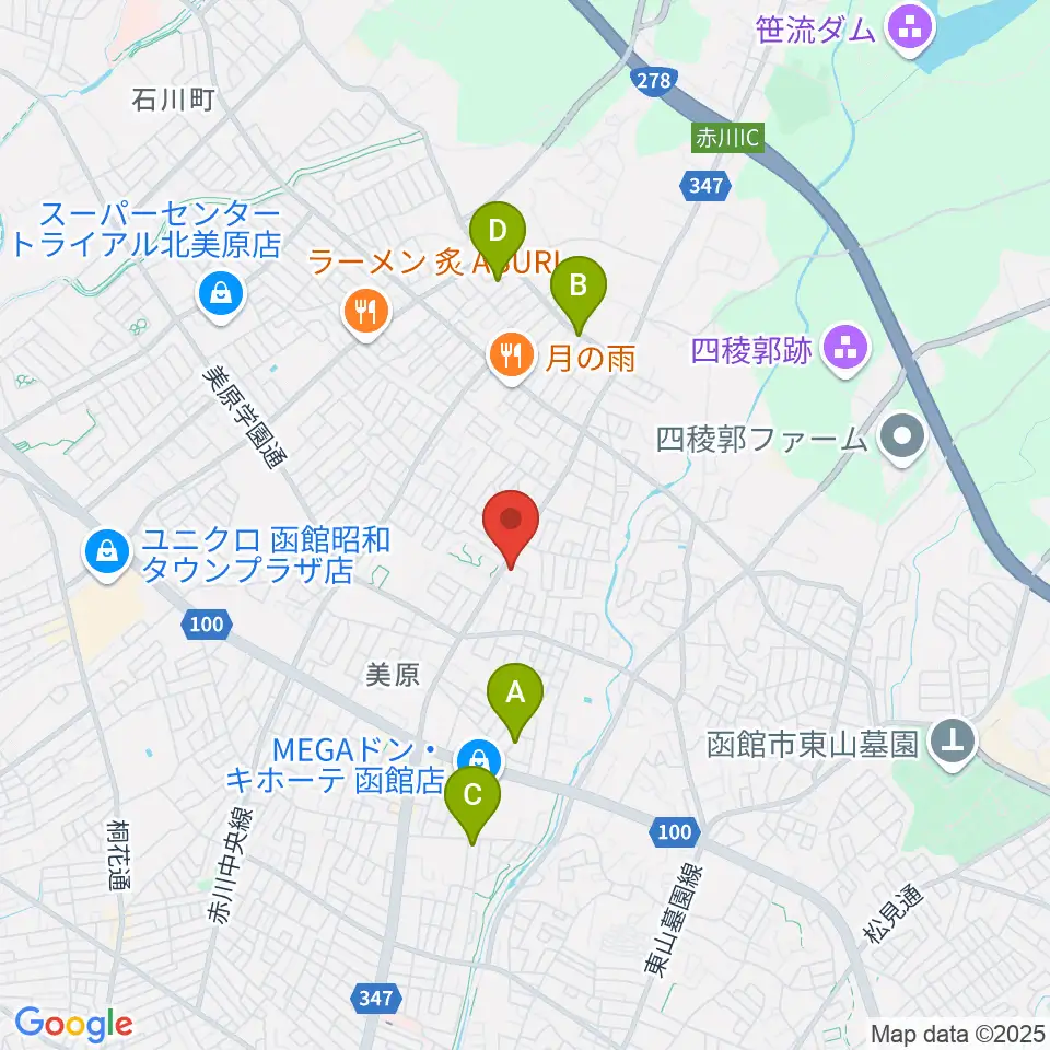 ヤマハミュージック 函館店周辺のホテル一覧地図