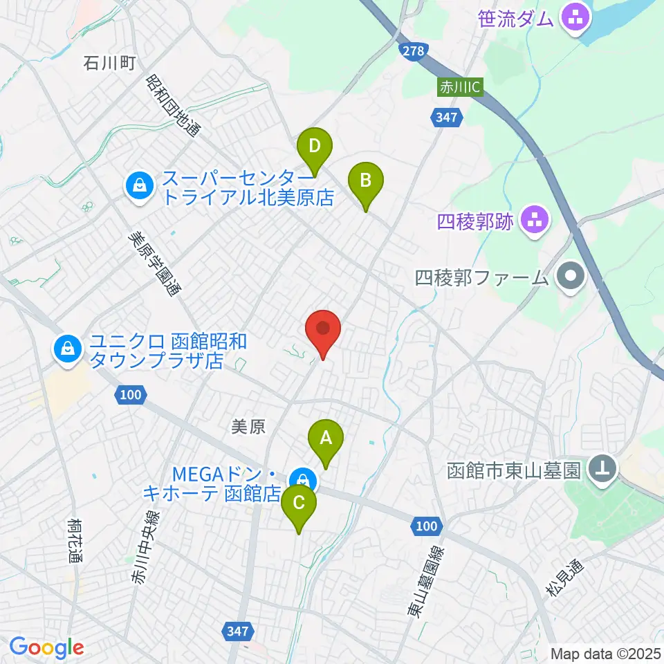 ヤマハミュージック 函館店周辺のホテル一覧地図