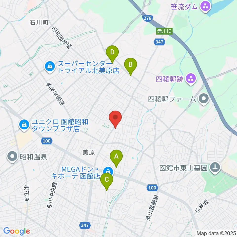 ヤマハミュージック 函館店周辺のホテル一覧地図