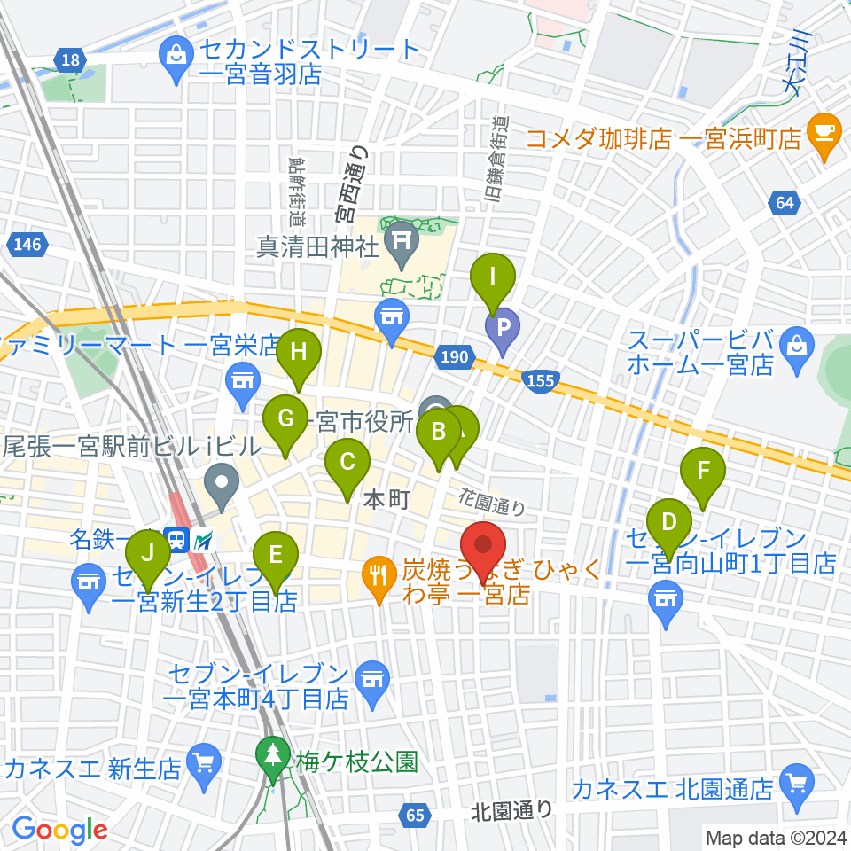 尾張一宮ミュージックポケット周辺のホテル一覧地図