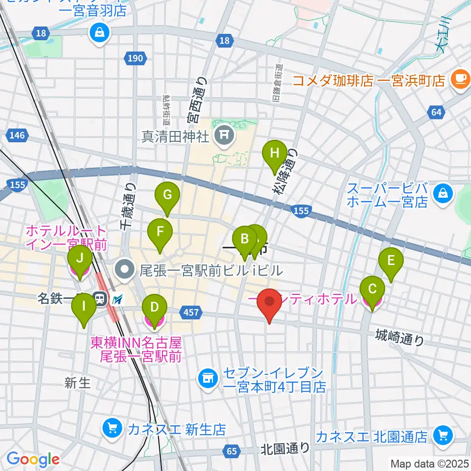 ミュージックポケット周辺のホテル一覧地図