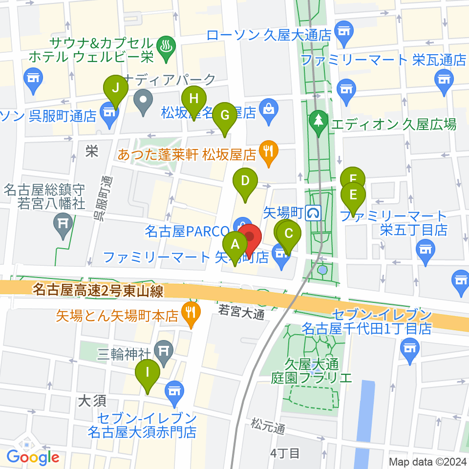 ロッキン名古屋栄店周辺のホテル一覧地図
