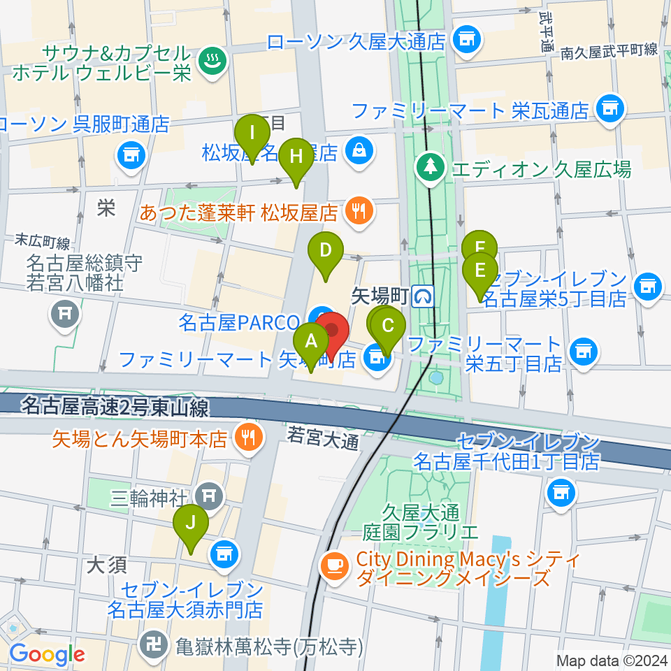 ロッキン名古屋栄店周辺のホテル一覧地図