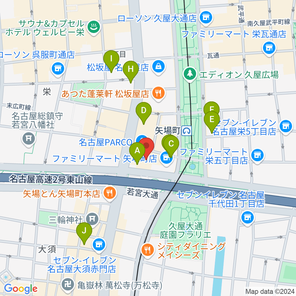 ロッキン名古屋栄店周辺のホテル一覧地図