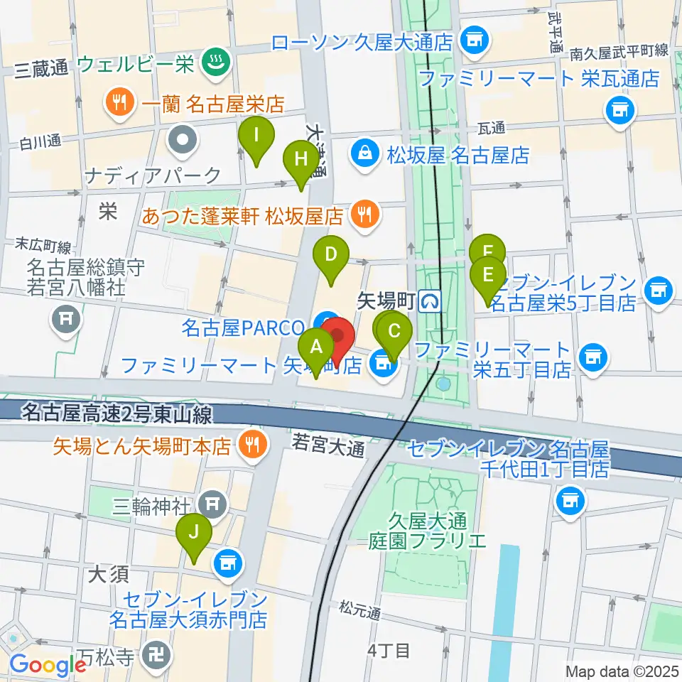 ロッキン名古屋栄店周辺のホテル一覧地図