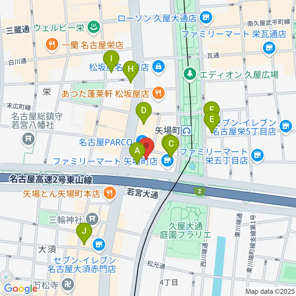 ロッキン名古屋栄店周辺のホテル一覧地図