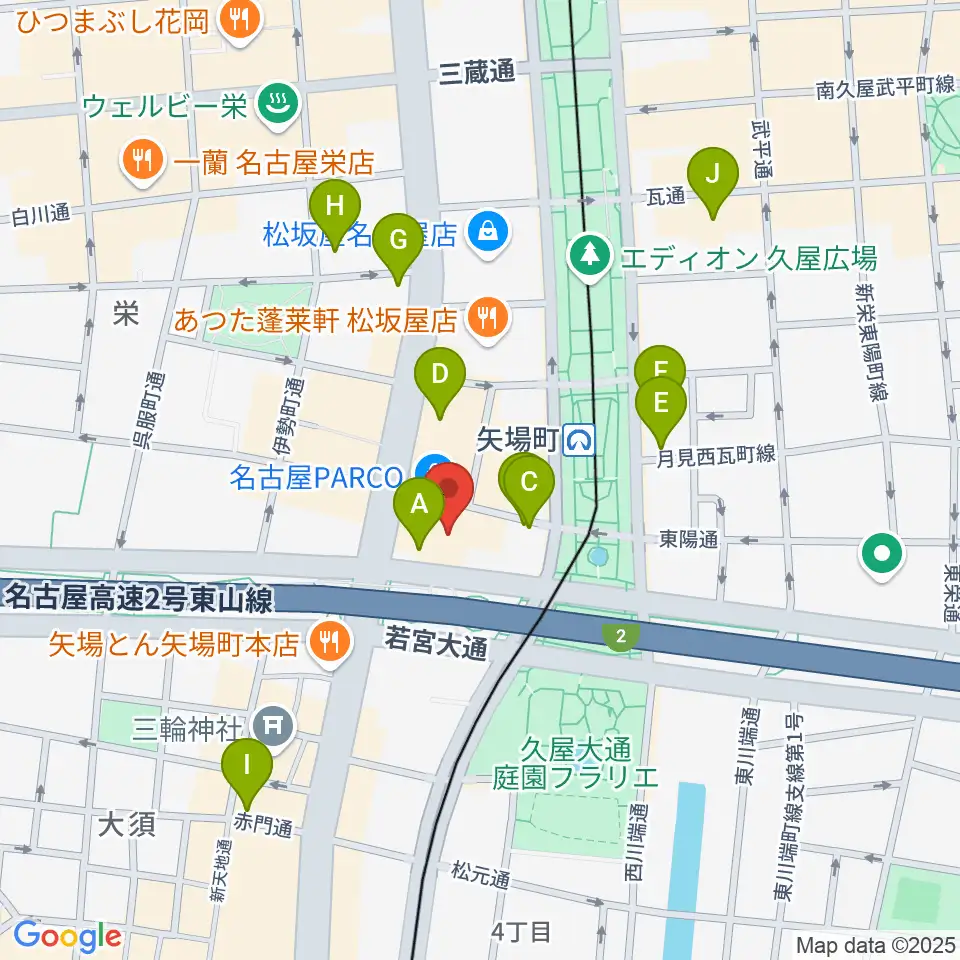 ロッキン名古屋栄店周辺のホテル一覧地図