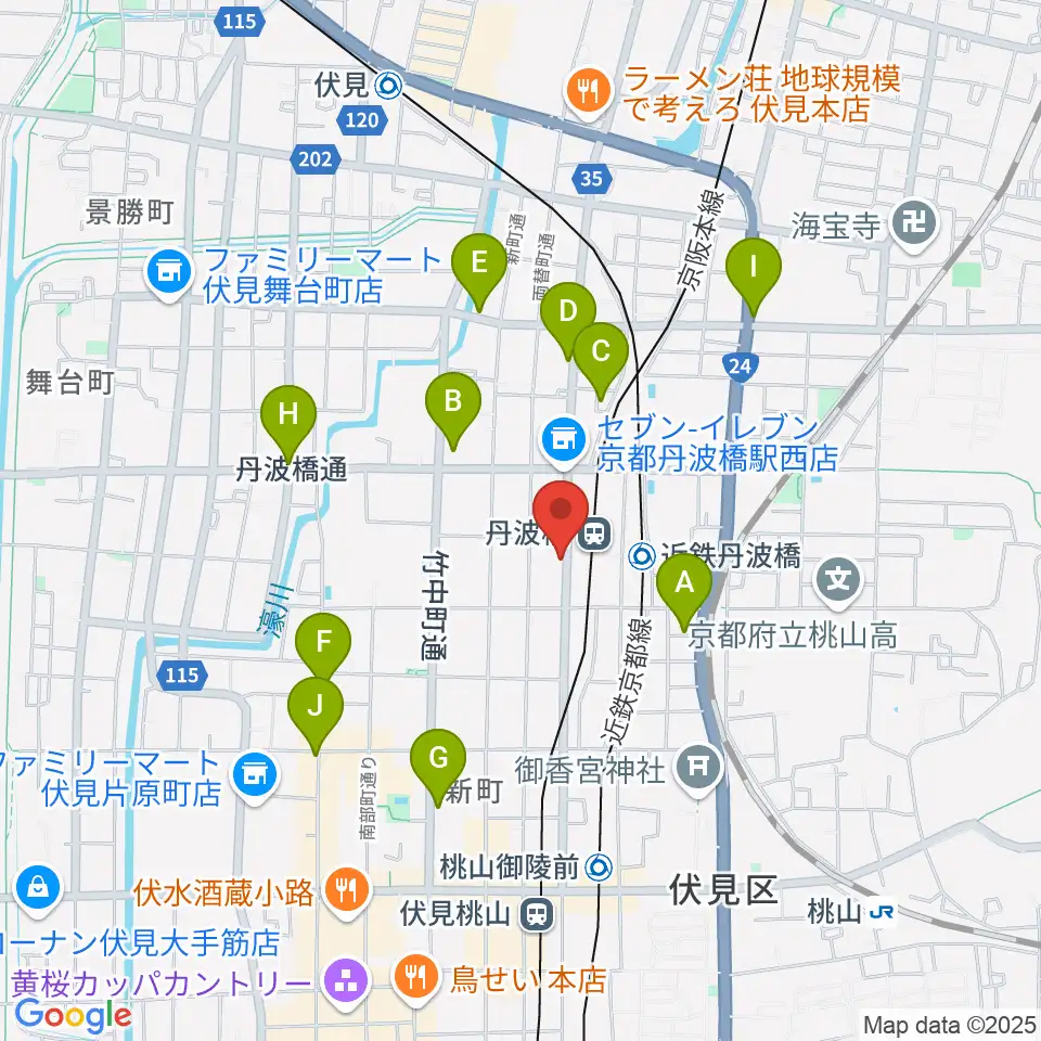 京都市呉竹文化センター周辺のホテル一覧地図
