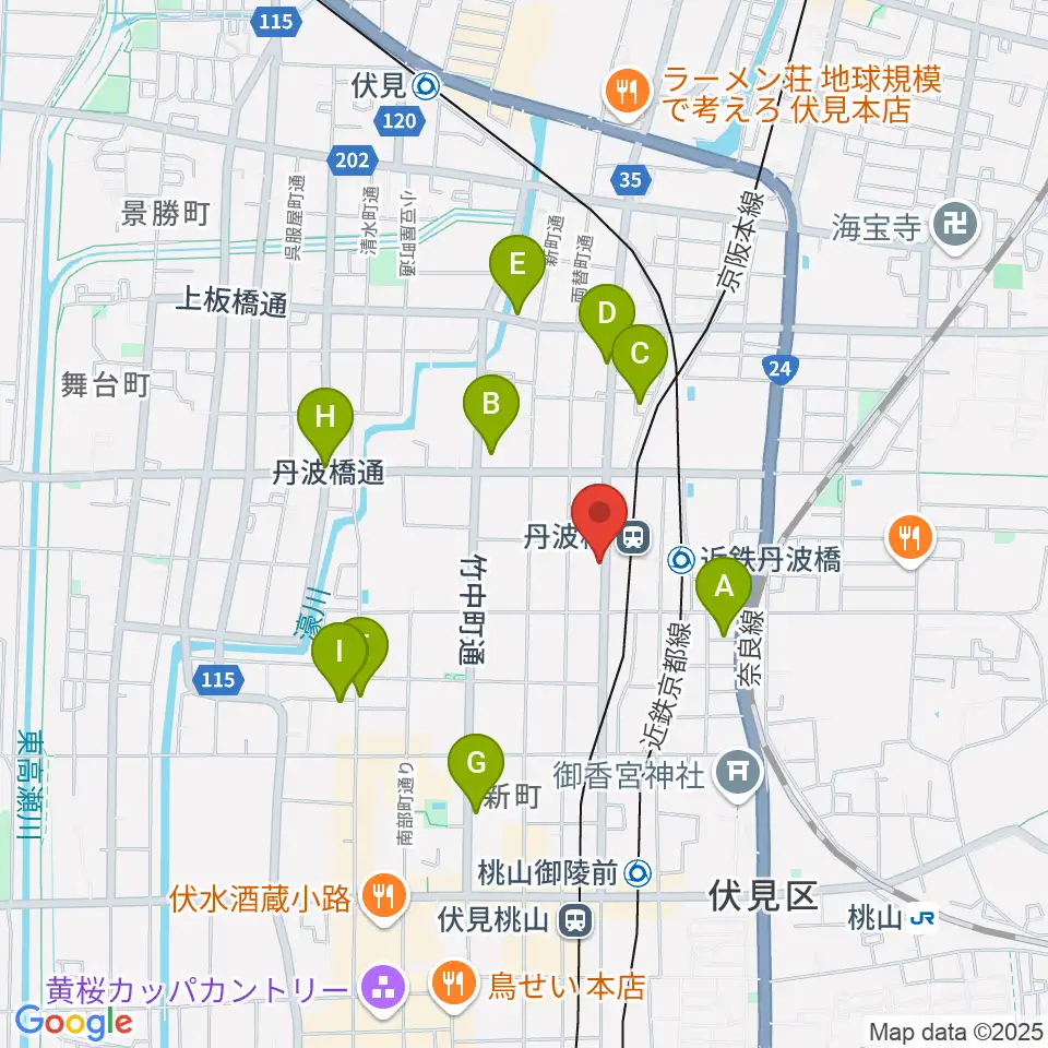 京都市呉竹文化センター周辺のホテル一覧地図