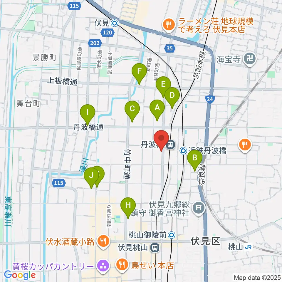 京都市呉竹文化センター周辺のホテル一覧地図