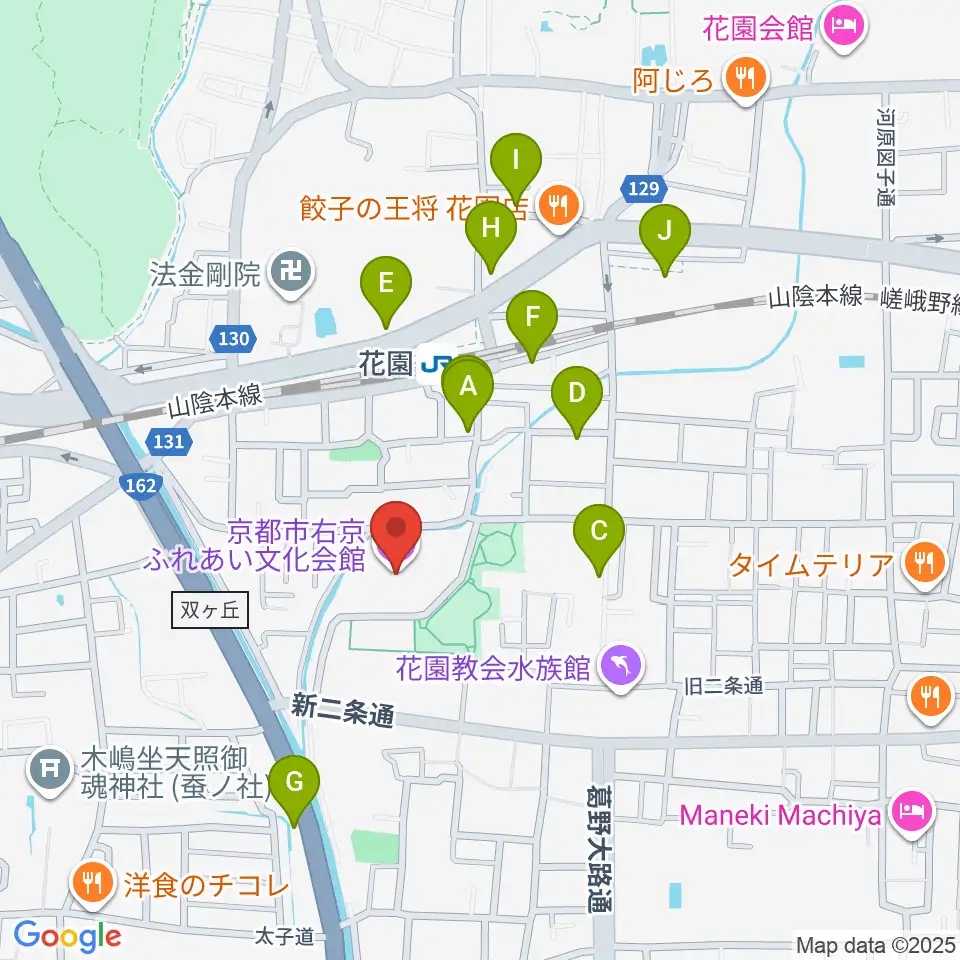京都市右京ふれあい文化会館周辺のホテル一覧地図