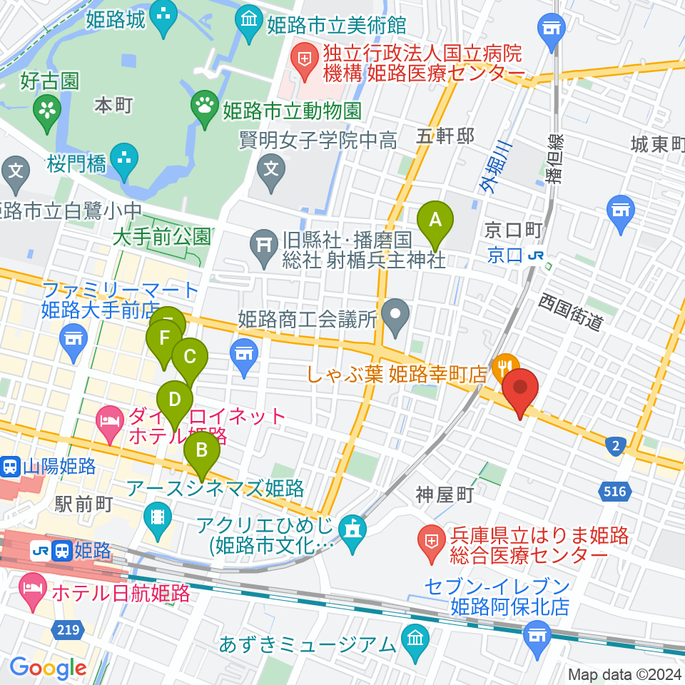 やぎ楽器 姫路店周辺のホテル一覧地図