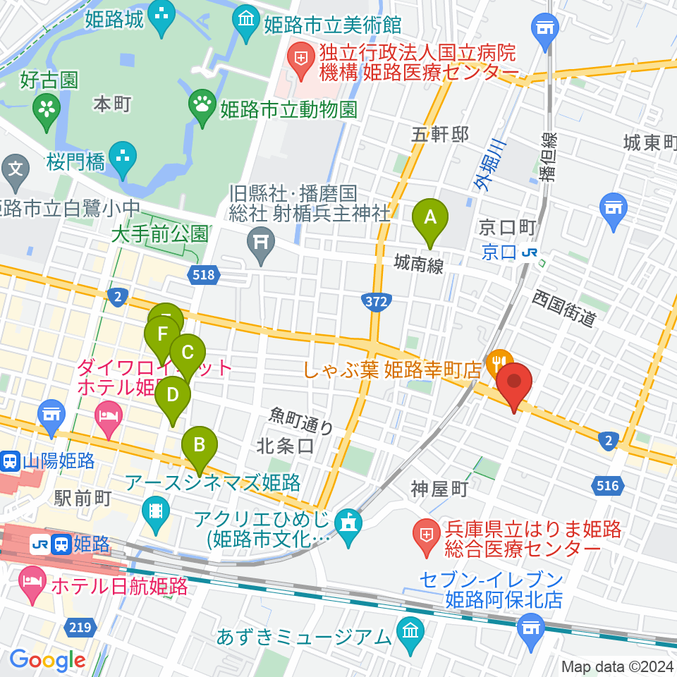 やぎ楽器 姫路店周辺のホテル一覧地図