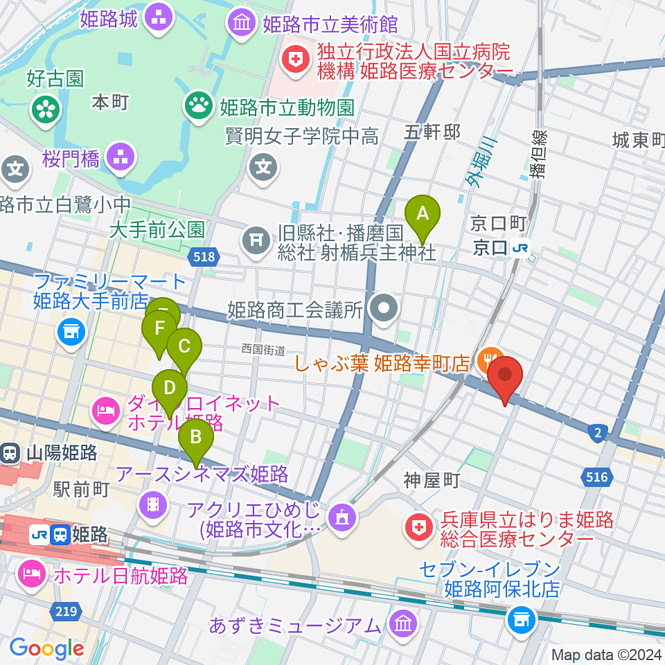 やぎ楽器 姫路店周辺のホテル一覧地図