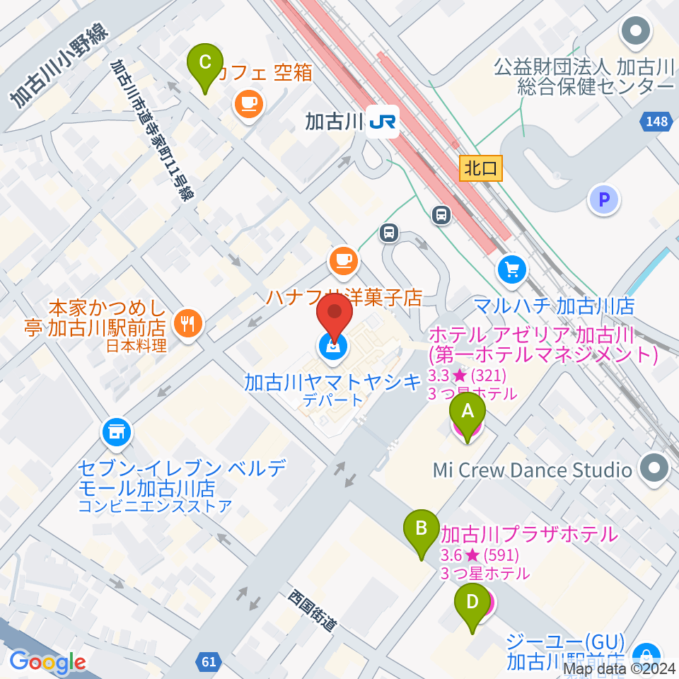 いぬい楽器周辺のホテル一覧地図