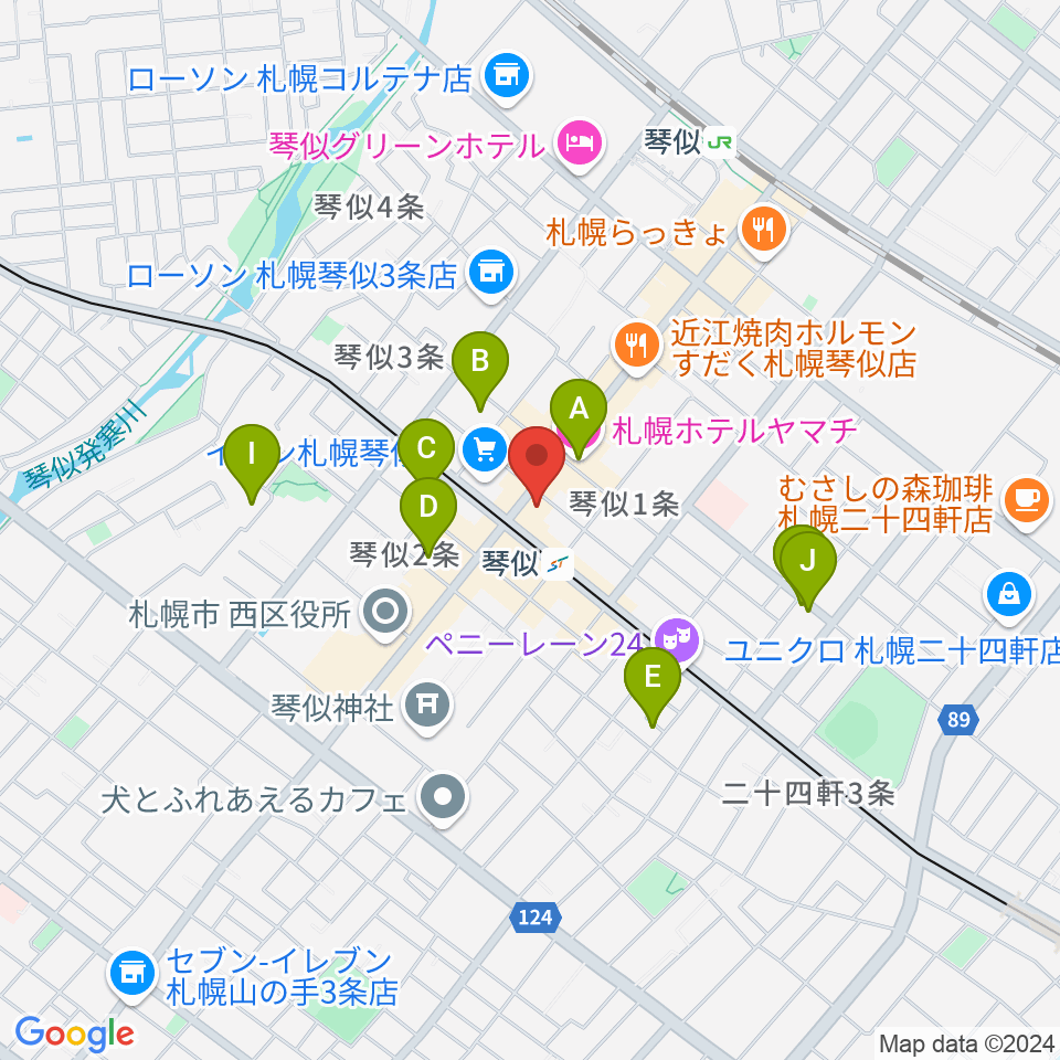 琴似センター ヤマハミュージック周辺のホテル一覧地図