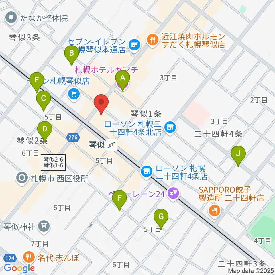 琴似センター ヤマハミュージック周辺のホテル一覧地図