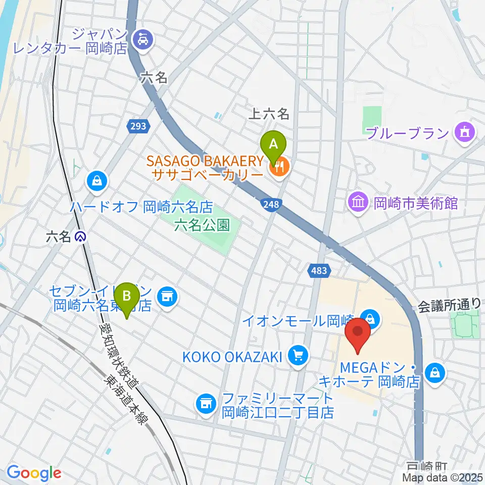 島村楽器イオンモール岡崎店周辺のホテル一覧地図