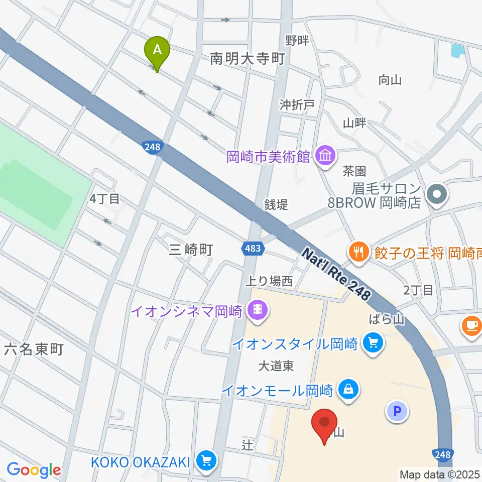 島村楽器イオンモール岡崎店周辺のホテル一覧地図