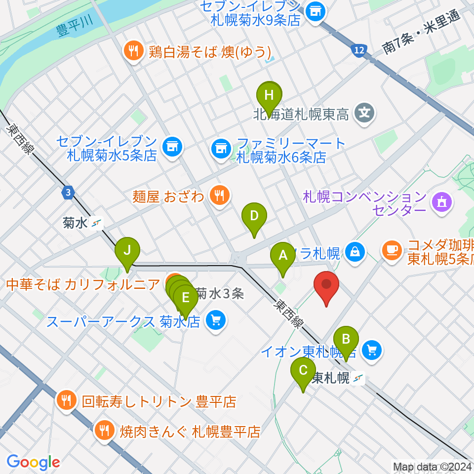 東札幌センター ヤマハミュージック周辺のホテル一覧地図