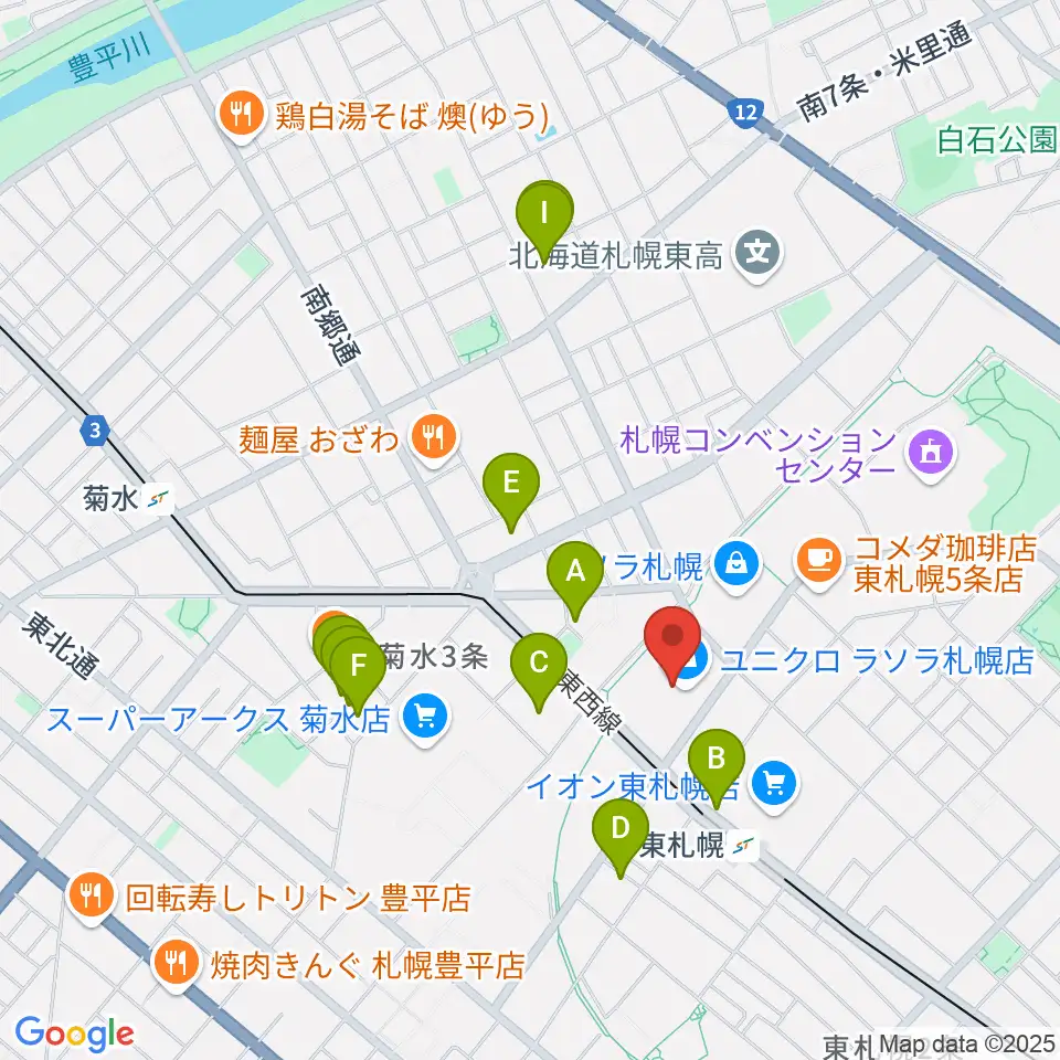東札幌センター ヤマハミュージック周辺のホテル一覧地図