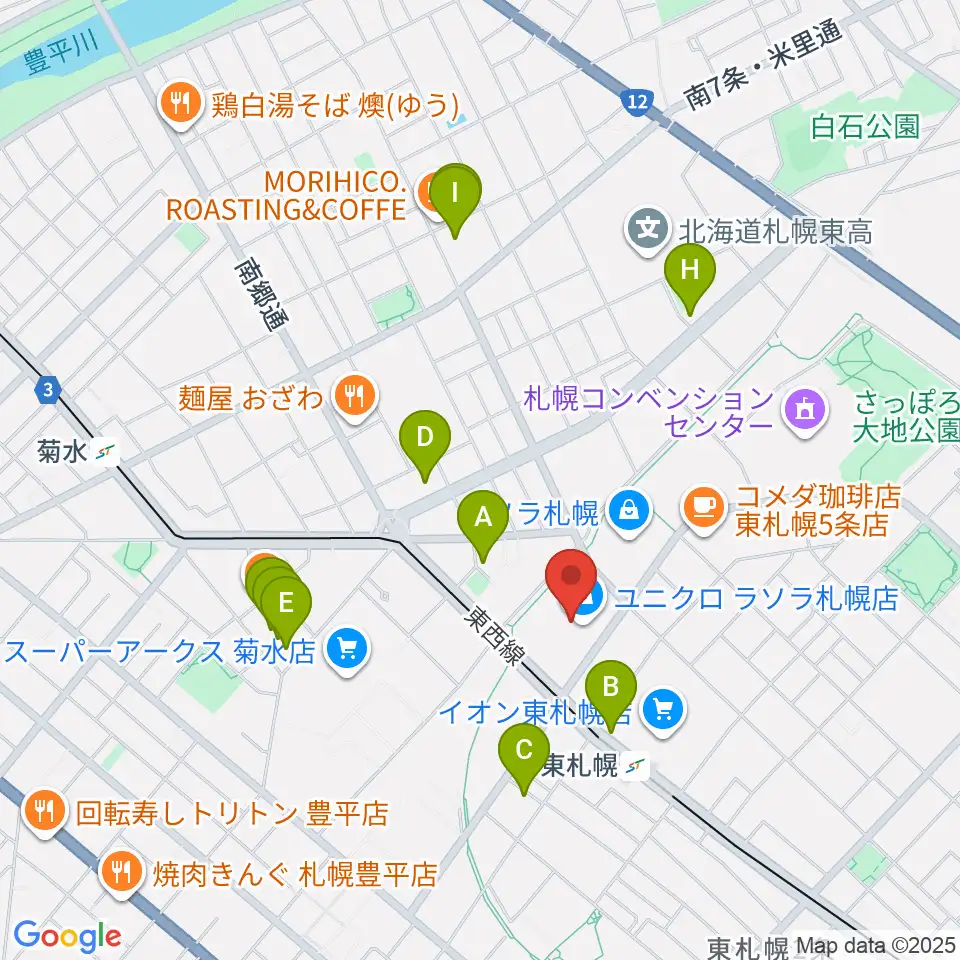 東札幌センター ヤマハミュージック周辺のホテル一覧地図