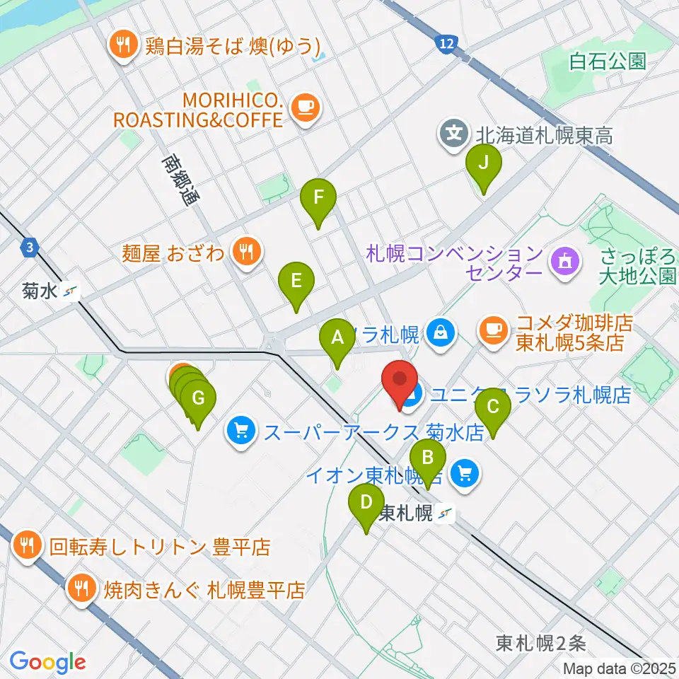 東札幌センター ヤマハミュージック周辺のホテル一覧地図