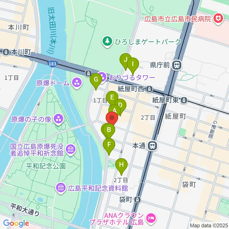 木定楽器店周辺のホテル一覧地図