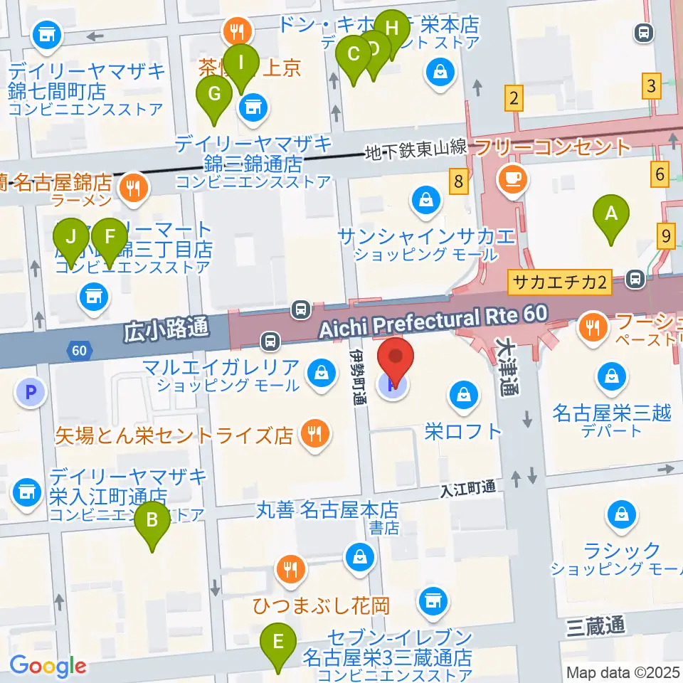 イシバシ楽器 名古屋栄店周辺のホテル一覧地図