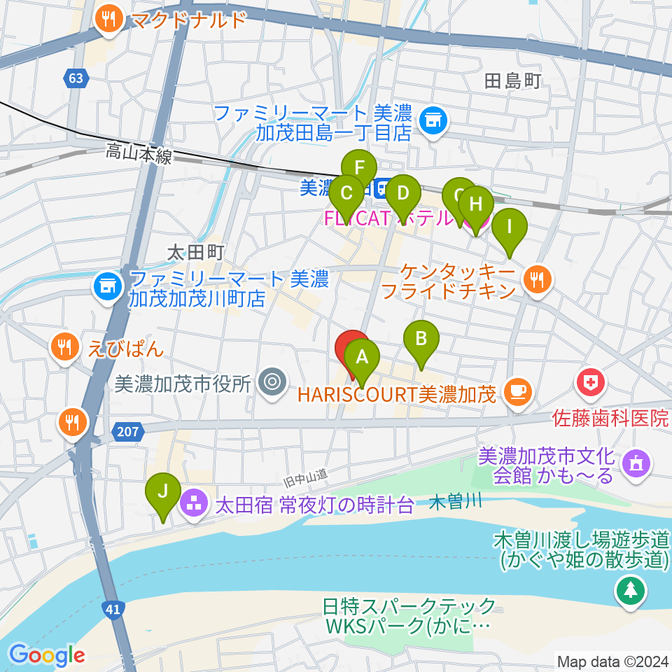 加茂ブラザーミュージックセンター周辺のホテル一覧地図