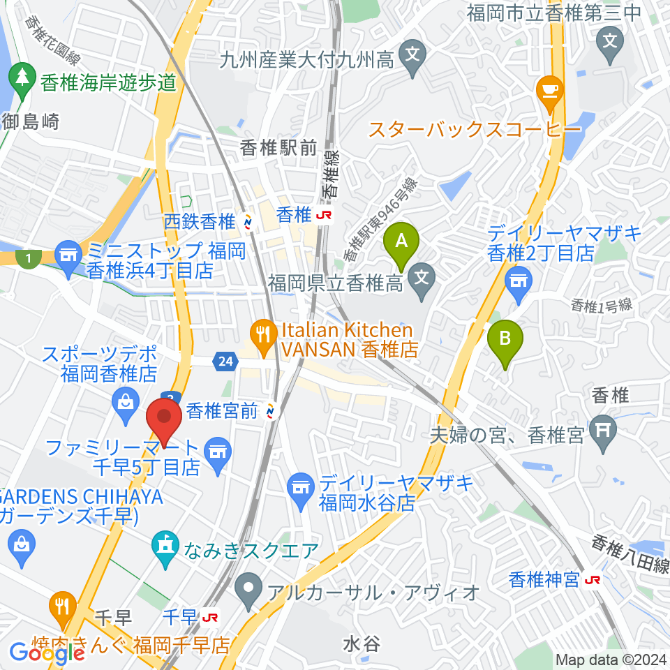 ミュージックメイト福岡周辺のホテル一覧地図