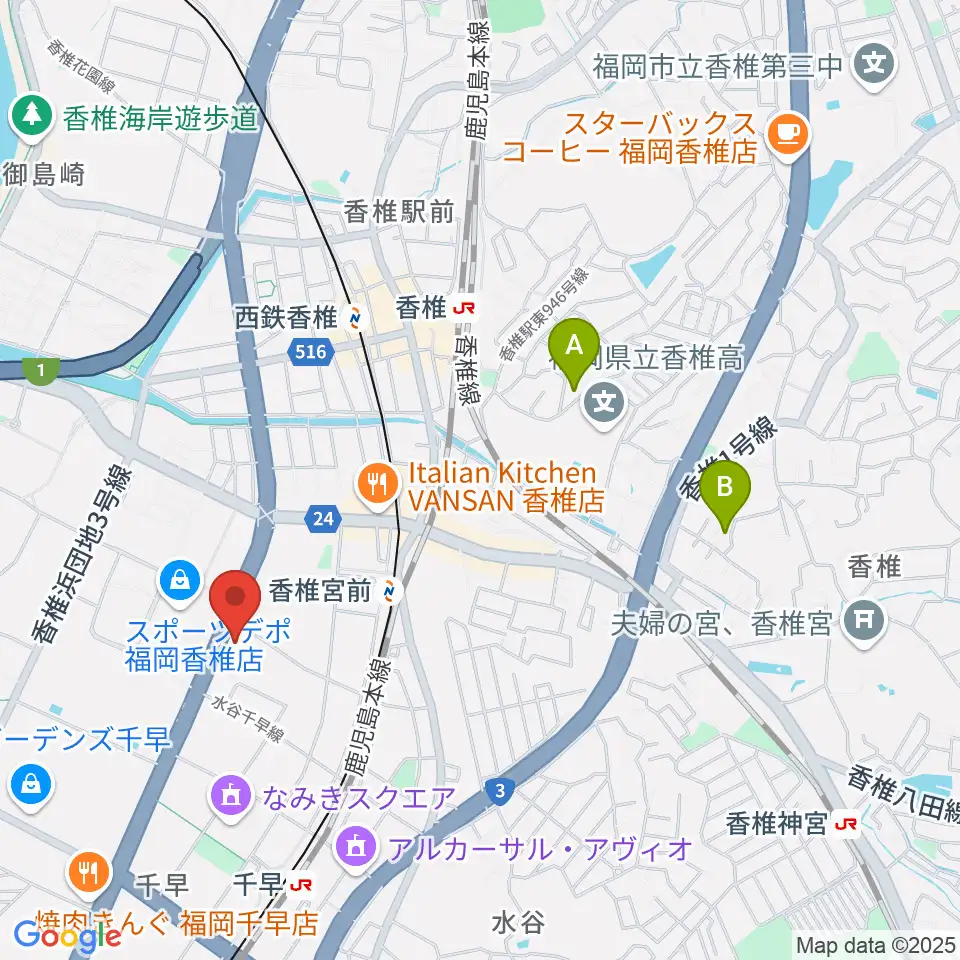 ミュージックメイト福岡周辺のホテル一覧地図