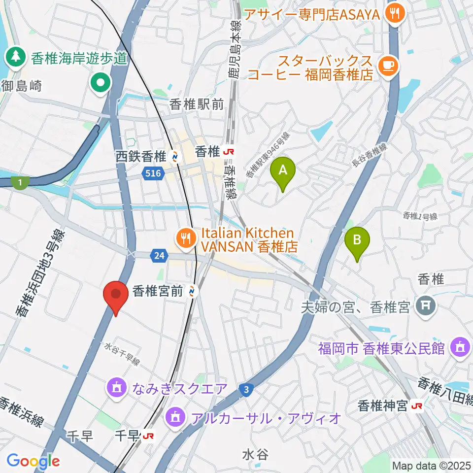 ミュージックメイト福岡周辺のホテル一覧地図
